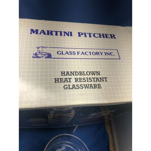 Clear Glass Martini Cocktail Pitcher with Stirrer 36oz Glass Factory  Vintage - Picture 6 of 6